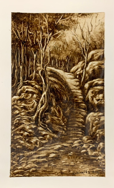 RUBICELDYS [R. BERNAL] #5864   Untitled, 2022, Liquid Tar/Asphalt on paper  7.25" x 4.25"