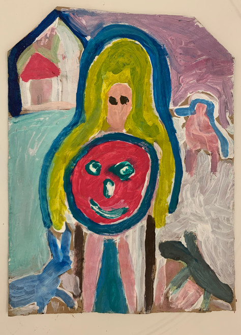 Wayacón (Julián Espinosa), Untitled, N.D. Tempera on brown paper bag. 8.5” x 11” #2523-31