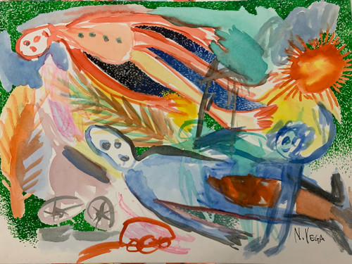 Nestor Vega #1628     Untitled, N.D. Watercolor And Ink On Paper  8” x 11”