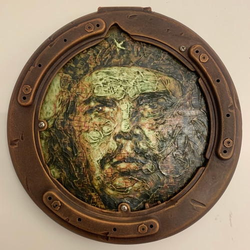 Adrian Rumbaut  #5284 "Mas Cerca De Ti XXII,"  Mixed Media. 10” Diameter
