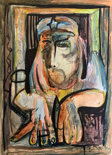 Lester Campa #6184     Untitled, 1996. Water Color On Paper 10 X 6"