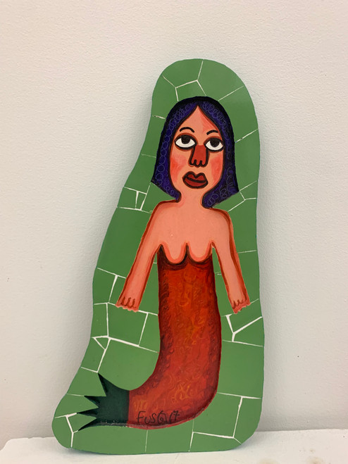Fuster (José Rodríguez Fuster), Untitled, 2017. Mixed media/tile on wood. 16.5" H x 8.75" W x 1" D. #5840