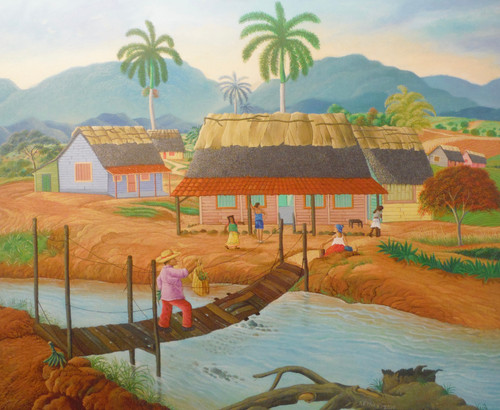 Keyner Piedra Sánchez,                                                            " La llegada de Jacinto," 2010. Oil on canvas.                        17" x 21.5"           #5355
