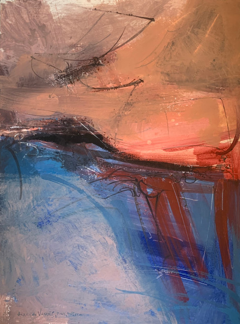 Julia Valdés #2592     "Musico," 2002. Acrylic On Paper    29.5 X 21.5"