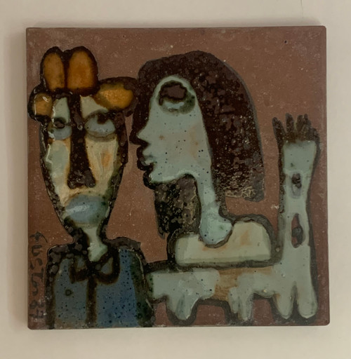 Fuster (José Rodríguez Fuster), Untitled, 2007. Glazed painted ceramic tile. 6" × 6". #5907A