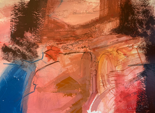 Julia Valdés #3013.   "Musico 1," 2002. Acrylic On Paper 21.5 X 29.5"