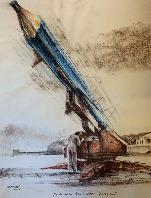 Copperi (Luis Alberto Pérez Coperri) #8022 "Victorias," 2014. Ink, pencil and charcoal on paper  24" X 18"