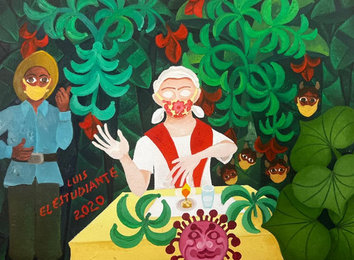 El Estudiante (Luis Joaquín Rodríguez Ricardo) #5648.    "Plátano Divino," 2020. Oil On Canvas.    8.5" x 11.5"