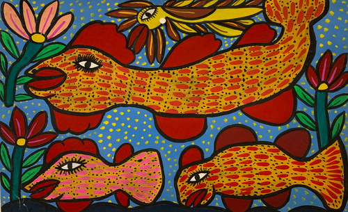 Lisita Lintre,   Untitled, N.D. Acrylic on paper.        8.5” x 13”        #401