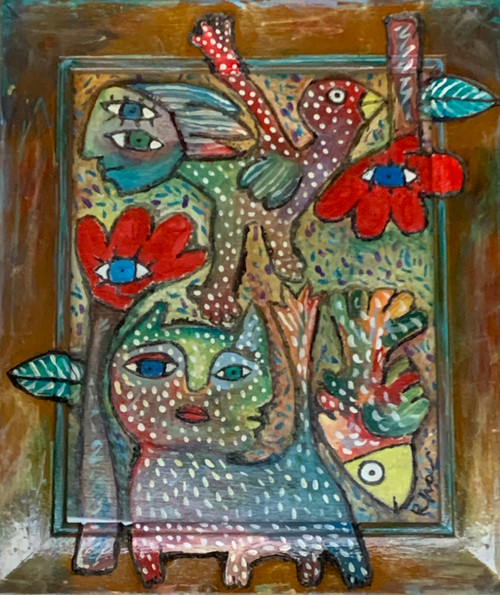 Rha (Antonio Hernández Rodríguez)                                                              Divertimento, N.D. Mixed media: wood and acrylic.                  12” x 10.5”      #4547