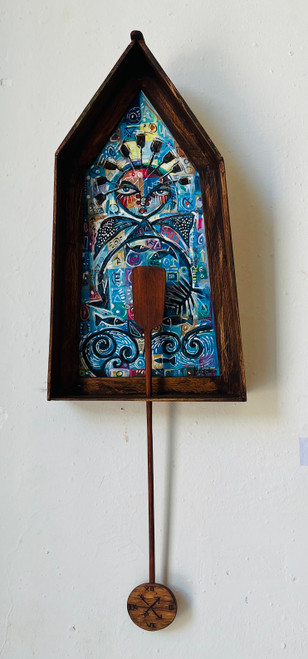 Yurisel Hidalgo Reyes,  Untitled, N.D. Mixed media wood sculpture. 18” x 10” and hanging piece is 12”