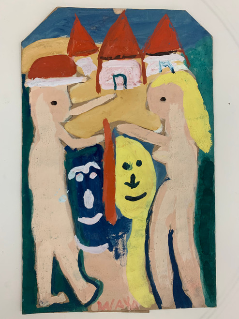 Wayacón (Julian Espinosa), Untitled, N.D. Tempera on brown paper bag. 8.5” x 11” #2523-73