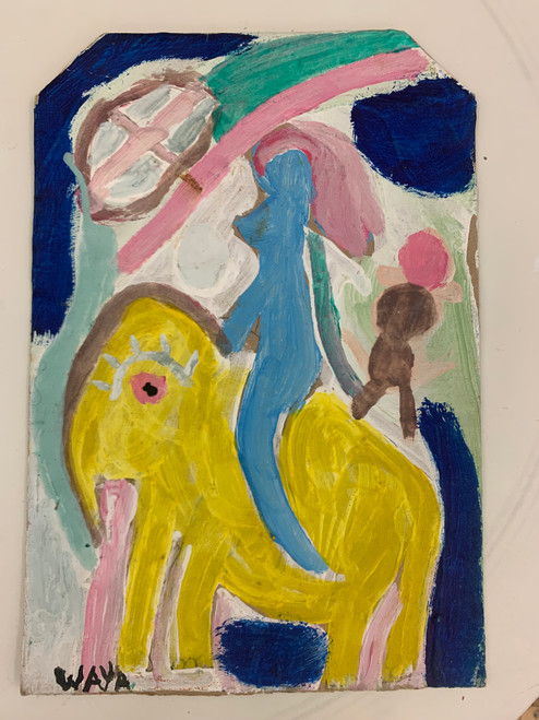 Wayacón (Julian Espinosa), Untitled, N.D. Tempera on brown paper bag. 8.5” x 11” #2523-87