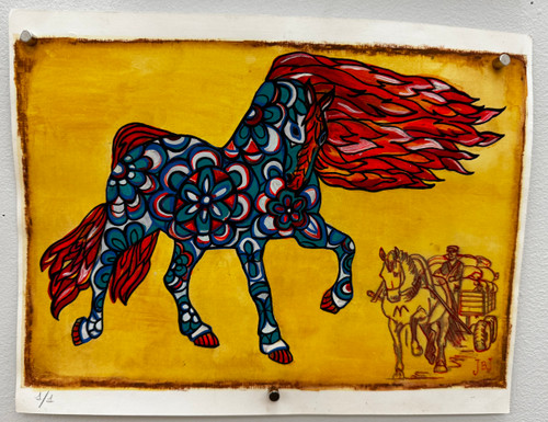 Brito (Jacqueline Brito Jorge), From the series: "La caballeriza,"  Mixed media on paper, 1/1.             8.5” x 11”         #6743