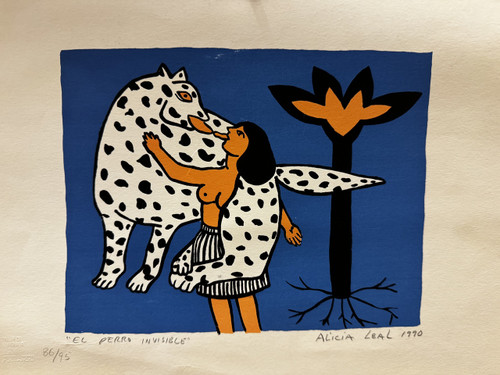 Alicia Leal,   "El pero invisible," 1990,. Serigraph, edition 36/95.   10.5” x 14.5”                                                                                                             #5646A 
