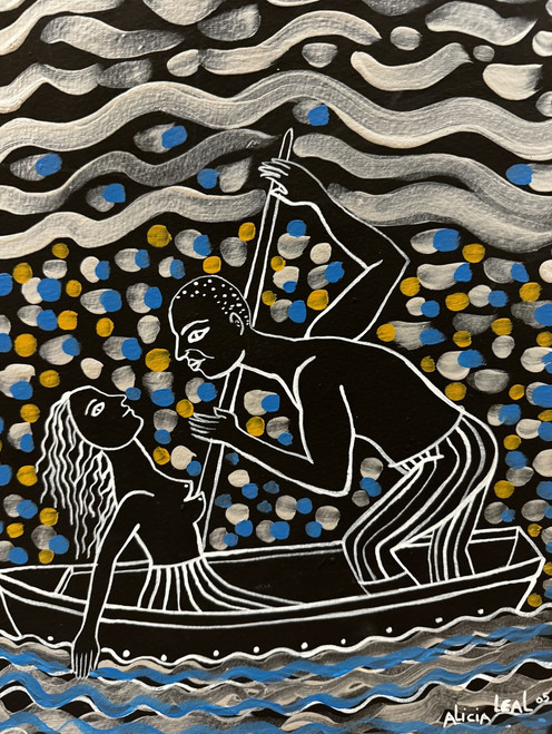 Alicia Leal,               "La barca," from the series: "El pescador y la bella," 2005. Acrylic on paper.                  13.75” x 10.25”         #4315 