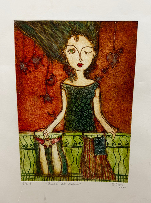 Sandra Dooley, "Guiños del destino,"  2015. Collagraph, P/A. 19.5" x 13.75”  #6987