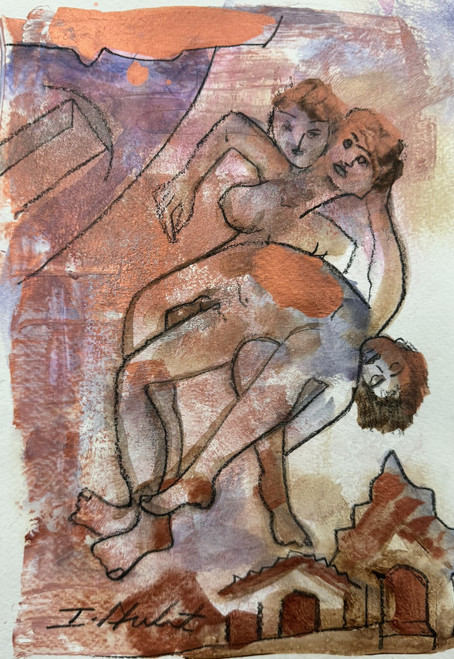 Ileana Mulet, "Enlace," 2022.  Mixed media on paper. 10" x  7" #5181