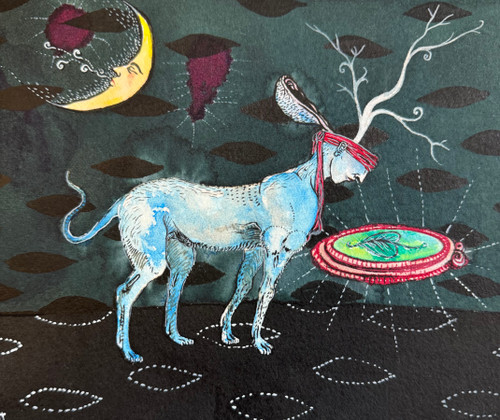 Stefania,   "El oscuro objecto del deseo," 1998. Ink and watercolor on paper.         5.5" x 7"       #5841