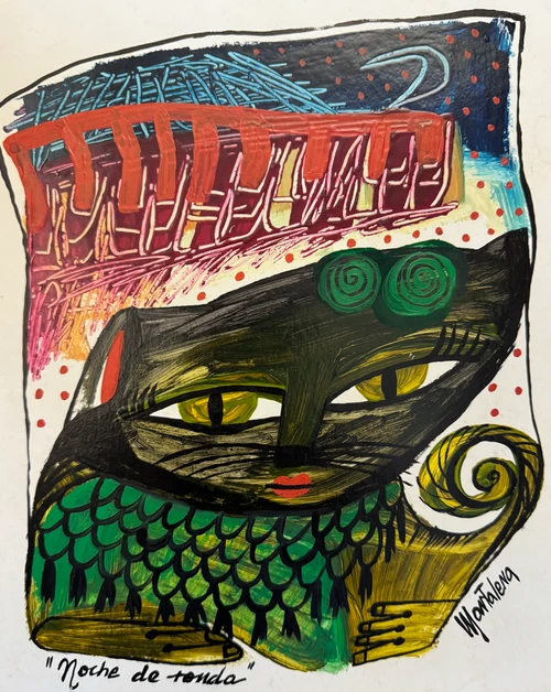Martalena, "Noche de tonda," N.D. Tempera on paper. 10" × 8". #6401A (SL)