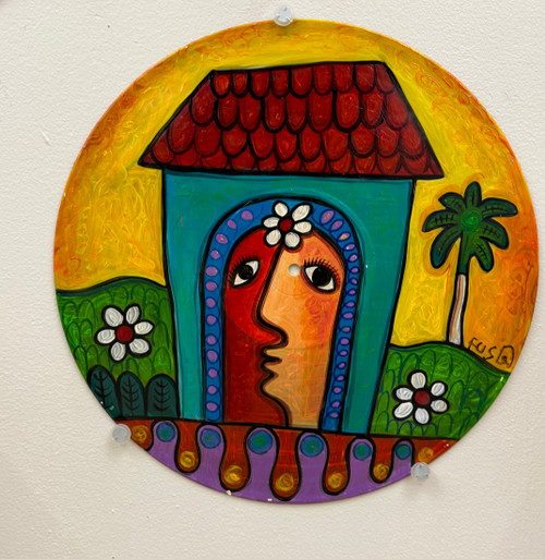 Fuster (José Rodríguez Fuster), Untitled, N.D. Acrylic on vinyl record. 12" diameter. #5796B