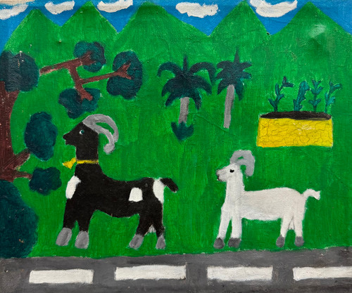 Diarelis Fonseca,                                                       "Palmarito de Cauto," N.D. Acrylic on canvas.                                  11’x 12.5”               #5882F