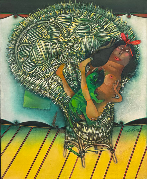 Pedro Pablo Oliva, "El juego," from the series "Las aberraciones del hombre," c. 1988. Acrylic on canvas. 39" × 31". #26