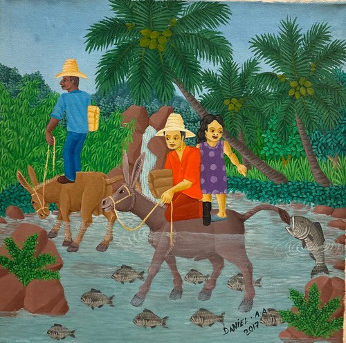 Daniel Alvarez Arias, "Rio hondo," 2017.  Oil  on canvas, 12" x 12"  #5388B