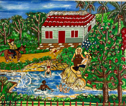 Salvador Pavón Gómez, "Vacaciones de verano,"  2024.  Oil on canvas,  8" x 11" #5558B