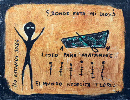 Yeni Sanchez, "Donde esta mi dios," 2008. Oil on canvas. 9.5" x 12.5"  #4400