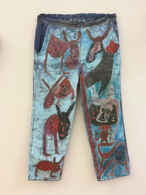 Wayacón (Julián Espinosa),  Untitled, N.D. Mixed media on pants. 40” x 21”    #5314E SOLD