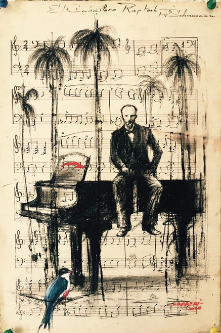 José Marti on a piano, by Luis Alberto Copperi, Cienfuegos