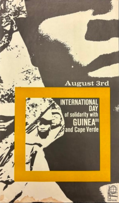 OSPAAAL (Ñiko (Antonio Pérez González)), "International day of solidarity with Guinea-Bissau and Cape Verde," 1969. Offset poster, 21.5" × 13"