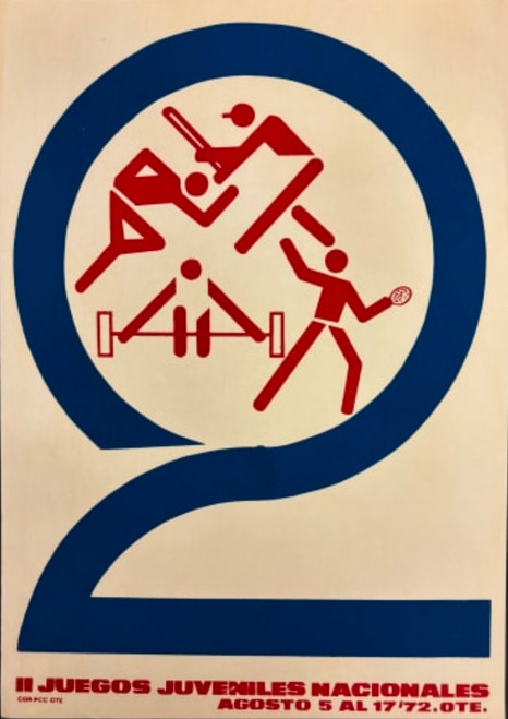 COR PCC OTE (Unsigned), "2 II juegos juveniles nacionales," 1972. Silkscreen poster, 27.5" × 20"