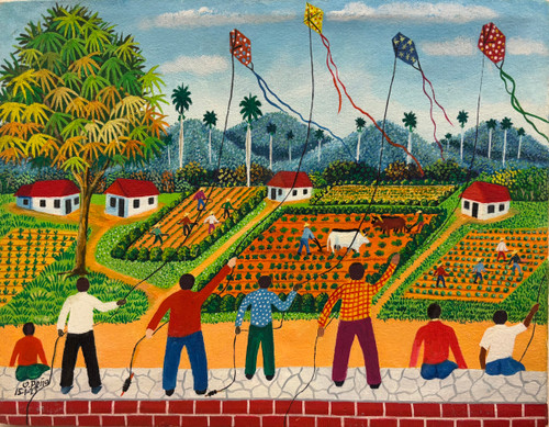 Osmar Peña Clavel,   "los papalotes," 2023. Oil canvas.        10.5" x 13.5"    #5615C