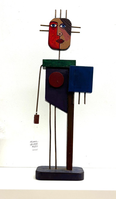 Fuster (José Rodríguez Fuster), Untitled, 2025. Mixed media on wood sculpture. 22" H x 7" W x 4" D. #5879E