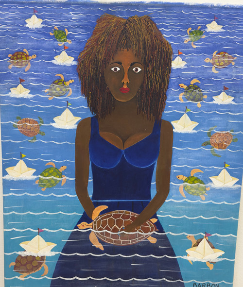Barbón (Julio Barbón Davis), "Una hija de Yemaya," 2019. Oil on canvas. 22" x 18" #5347C 
