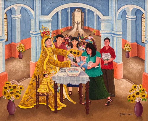 Giober (Giober López Justy), "Bautizado por la virgen," 2019. Oil on canvas. 19" x 23". #5440D