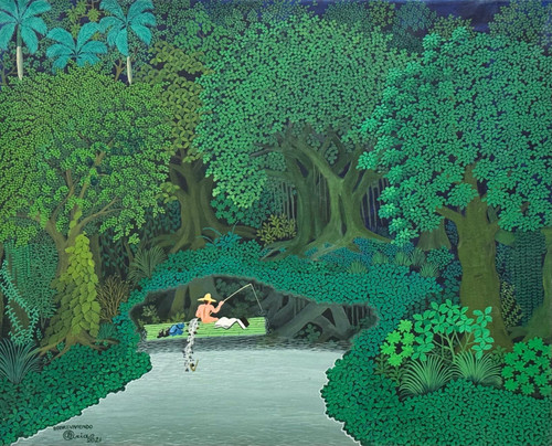 El Maestro (Luis Joaquín Rodríguez Arias), "Sobreviviendo," 2021. Acrylic on canvas. 22" x 27". #5348G