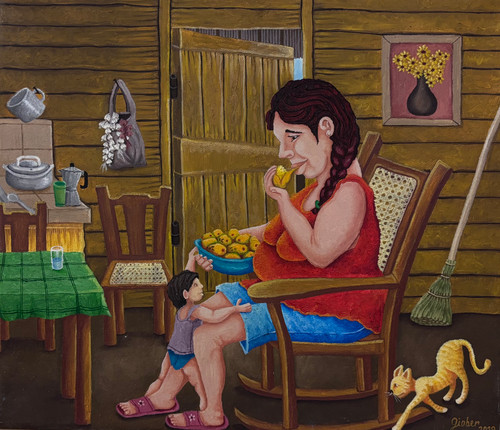 Giober (Giober López Justy), "Untitled," 2019. Oil on canvas. 13" x 15". #5440E.