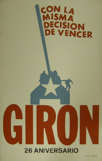 DOR PCC STGO (Suitberto Goire),  "Con la misma decision de vencer -Giron 26 aniversario." 1987. Silkscreen poster. 29" x 18.5"