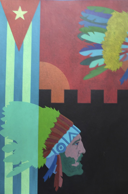 Alexander Lobaina, Untitled, 2016. Watercolor and ink on cardboard paper, 23" x 15.5", #6187