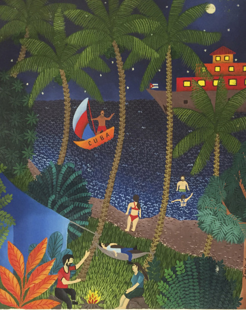 Inciarte (Yunior Inciarte Santos),  "Una noche en la playa," 2015. Oil on canvas.                      14”x 12”                                                                                     #9032