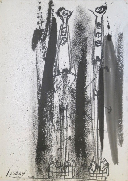 Lescay (Alberto Lescay Merencio),                                              Untitled, 2012. Ink and charcoal on paper.          27" x 20”                                                                           #8095.