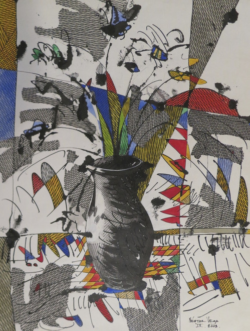 Nestor Vega #5743  Untitled, 2003. Mixed media on paper. 18 x 13.75 inches.  