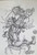 Alberto Migoya,                          "El viejo," 1998. Pen and ink on paper.                                  13” x 9.5”           #6675
