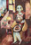 Sandra Dooley,  "Isabelita," 2005. collage, Oil on burlap. 35" x 24"   #4508