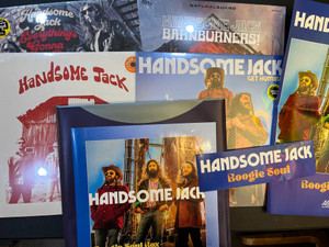 HANDSOME JACK  WITH NEW BARNBURNERS LP--ALL  4 LP SET  WITH SPECIAL COVER , BUMPER STICKER & POSTER