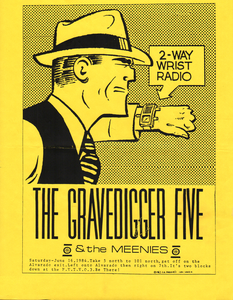 GRAVEDIGGER V & THE MEENIES   -COPY OF FLIER FROM THE BOMP COLLECTION  -WAREHOUSE FIND GRAVEDIGGER V & THE MEENIES   -COPY OF FLIER FROM THE BOMP COLLECTION  -WAREHOUSE FIND