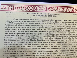 BOMP NEWSLETTER-  3/15/77 -WE CREATED IT, LET'S TAKE IT OVER" ISSUE #9 